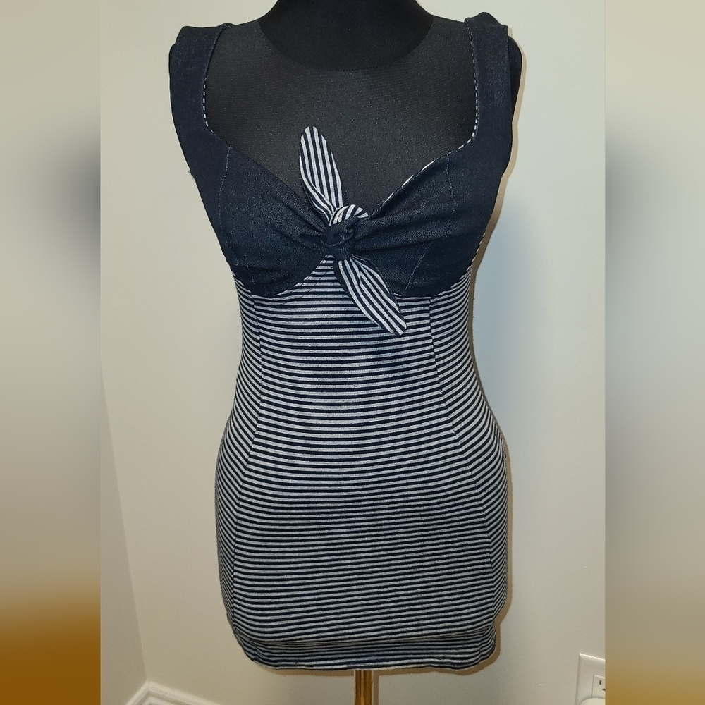 FRACOMINA nautical denim bustier striped top S